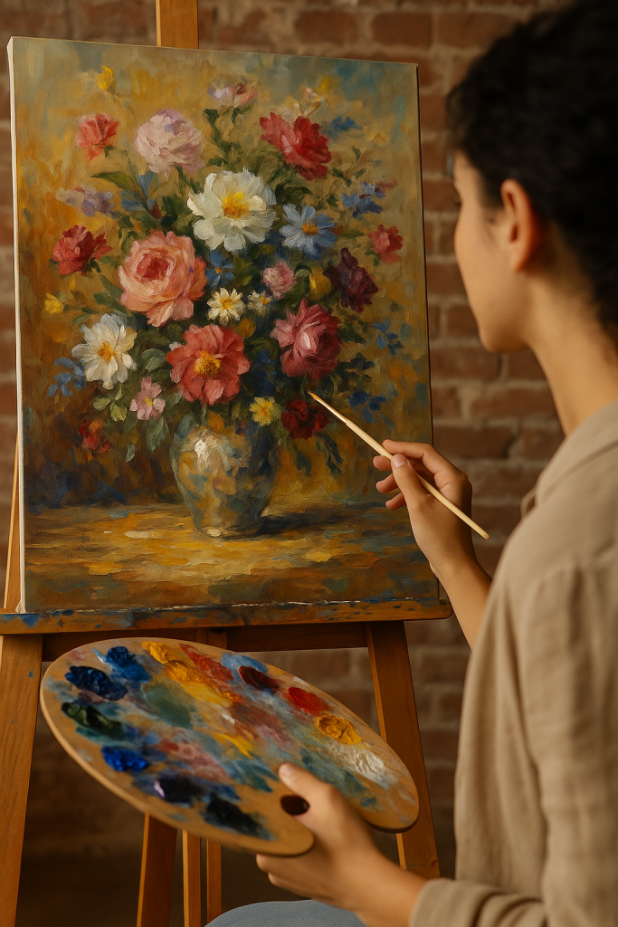 A creative vibration of a woman painting art