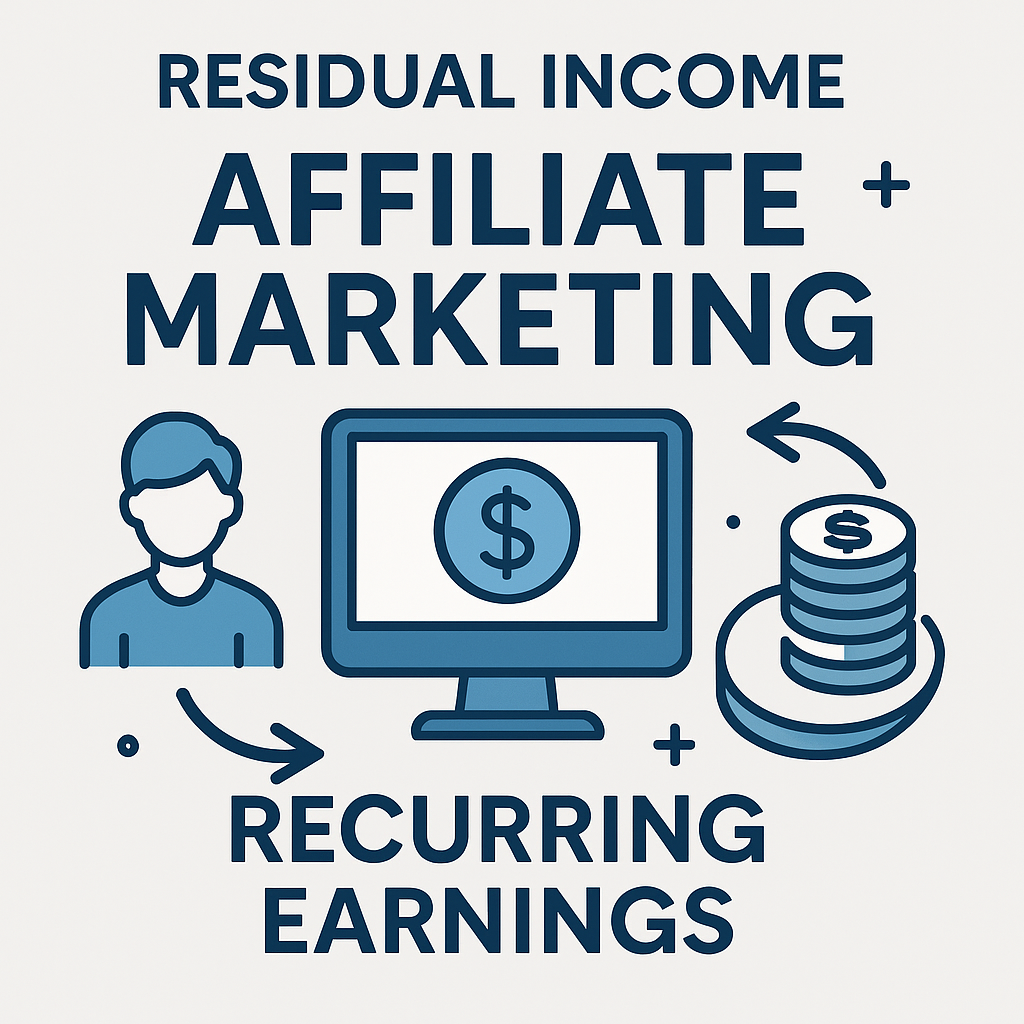 Residual affiliate marketing with recurring income and network growth illustration