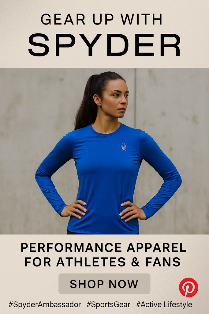 Spyder performance apparel banner promoting active lifestyle and wellness for youthful living.