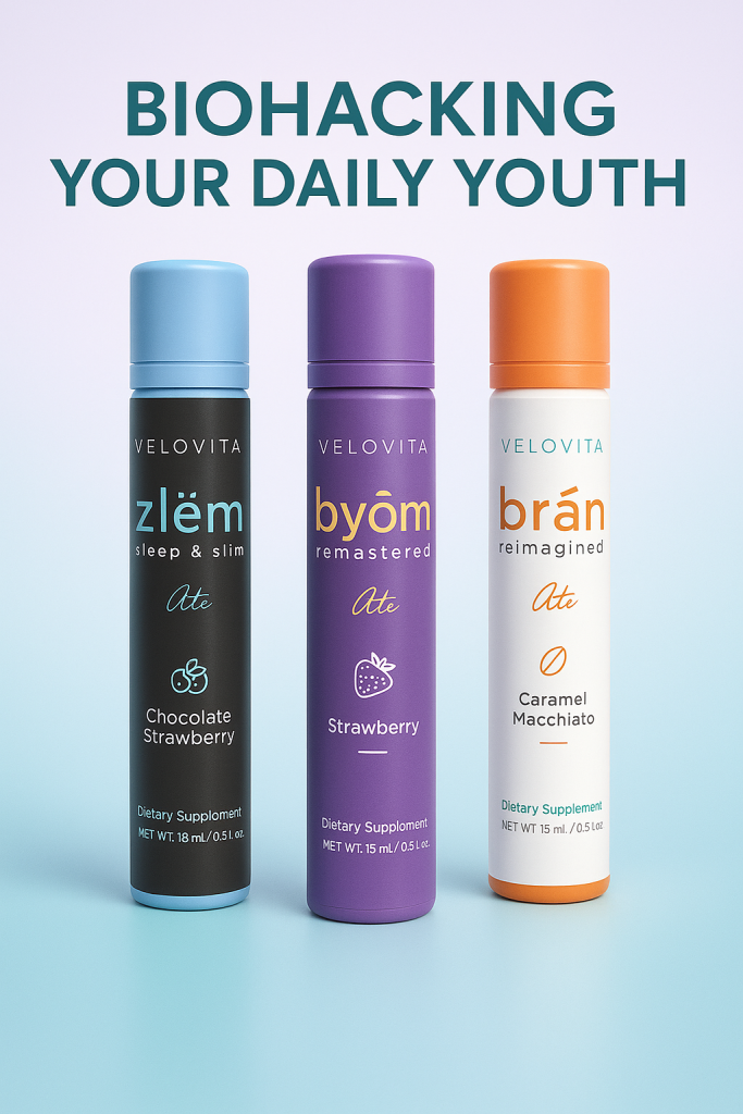 Velovita biohacking sprays for better sleep, gut health, and youthful focus